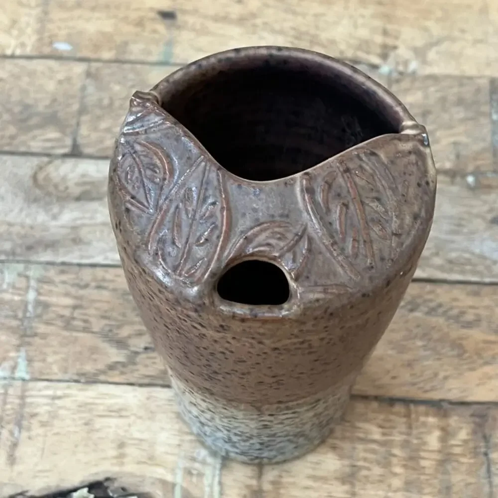 Handcrafted Travel Cup, To Go Cup Ceramic Vase 6.5